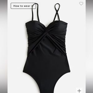 NWT Black JCrew Heritage Twist Bandeau Bathing Suit Size 18